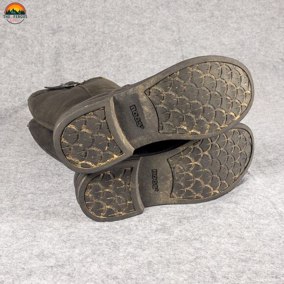 Bogs McKenna Rain Boots Black Leather Mid-Calf Waterproof Women's Size 9 - Picture 6 of 11